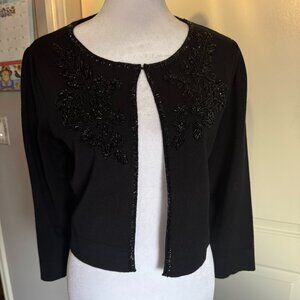 INC Black Sweater with Black Beading, Size Medium